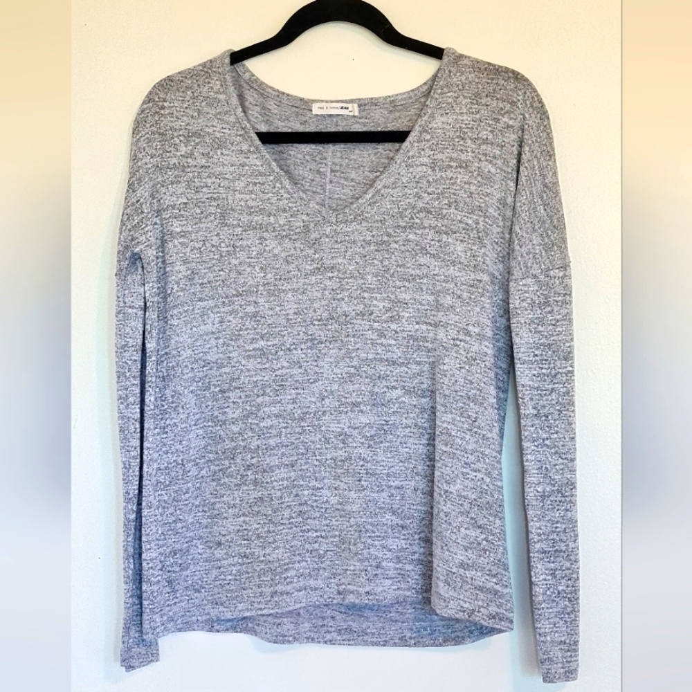 Rag & Bone Heather Gray Marled V-neck Pullover Sweater Small Women’s Siz…